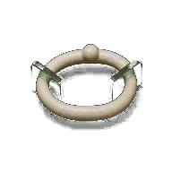 A continuous stone loop passing through two green glass controls