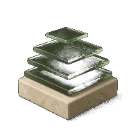 Green glass layers growing from a solid limestone foundation