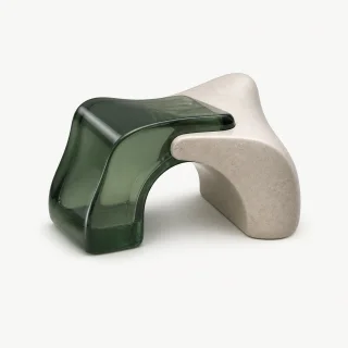 Green glass and limestone forms interlocking as one bridge